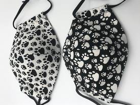 White With Black Paws with Black With White Paws on Reverse - Reversible Limited Edition Face Mask